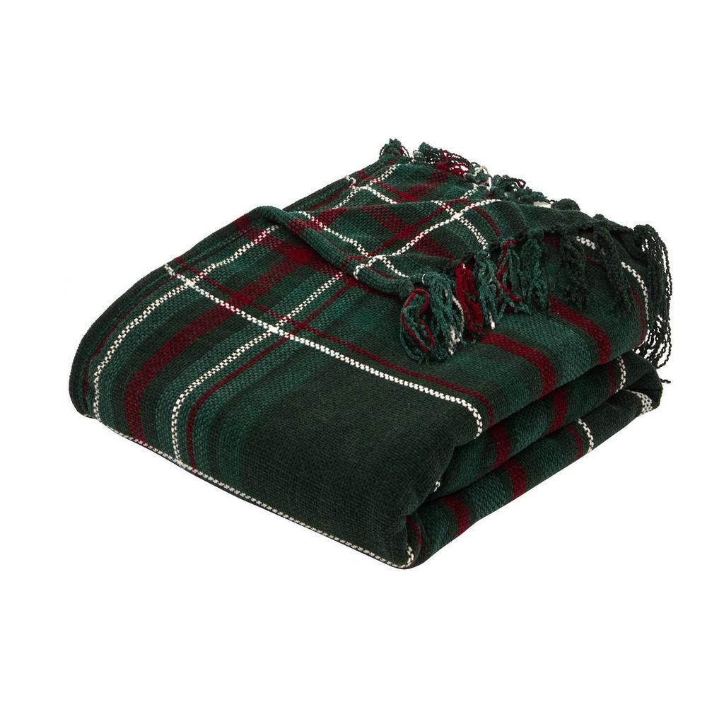 Plaid de noël tartan en chenille 130 x 180 cm