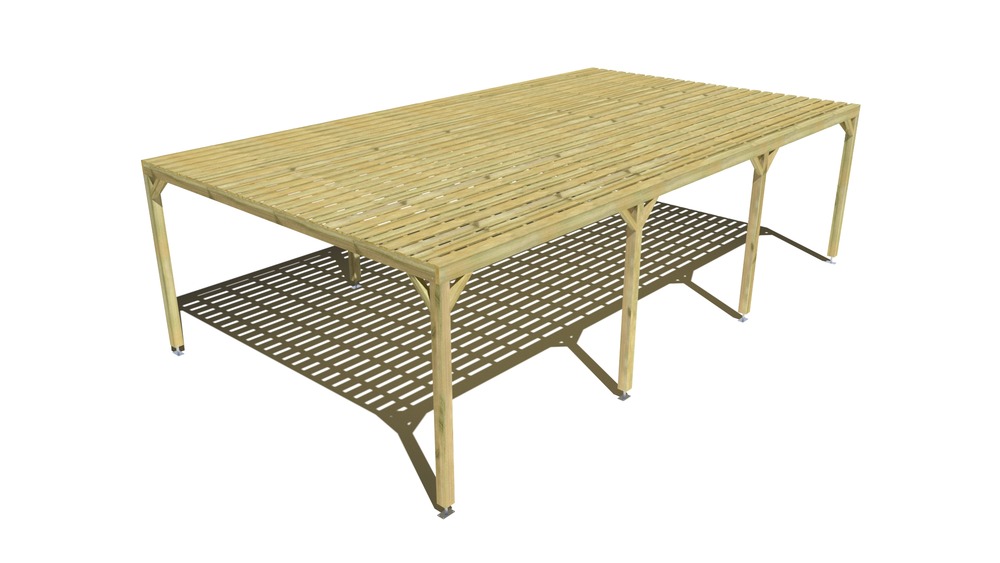 Pergola bois • 9m x 5m • indépendante • sens profondeur • platelage bois • livraison comprise