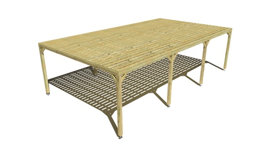 Pergola bois • 9m x 5m • indépendante • sens profondeur • platelage bois • livraison comprise
