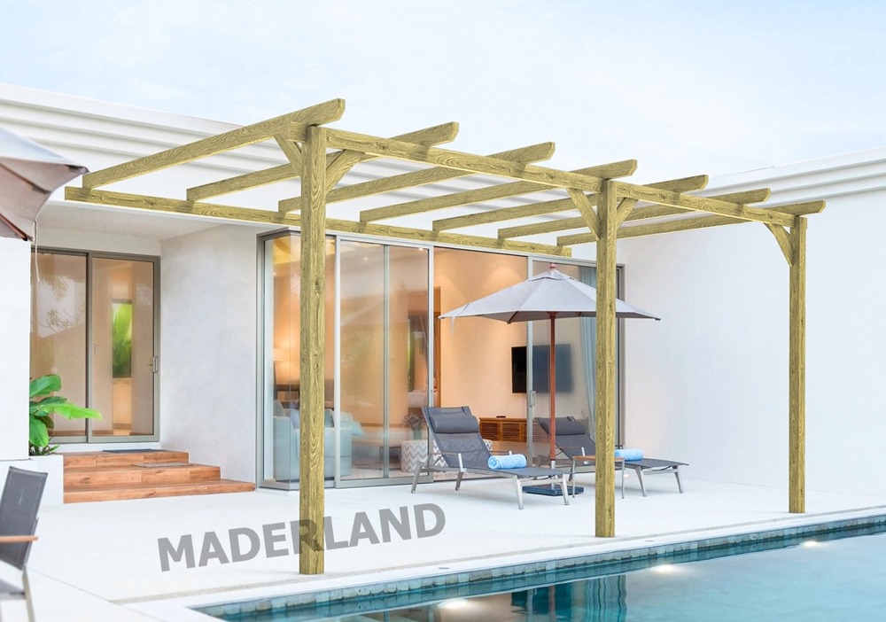 Pergola en bois adossée - modèle oviedo - 510 x 420 cm