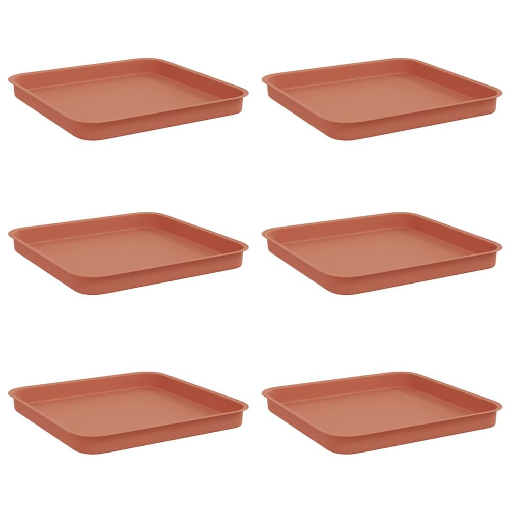 Plateau carré à fleurs 6 pc rouge brique 21 x 21 x 2 cm