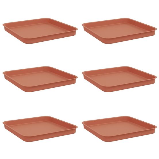 Plateau carré à fleurs 6 pc rouge brique 21 x 21 x 2 cm