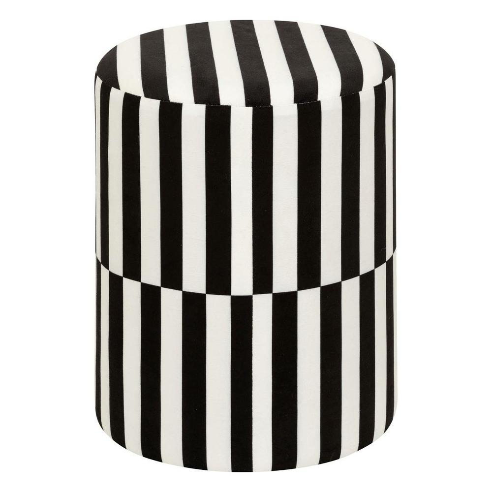 Pouf raye noir blanc h38