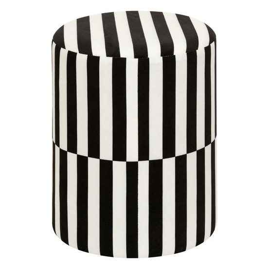 Pouf raye noir blanc h38