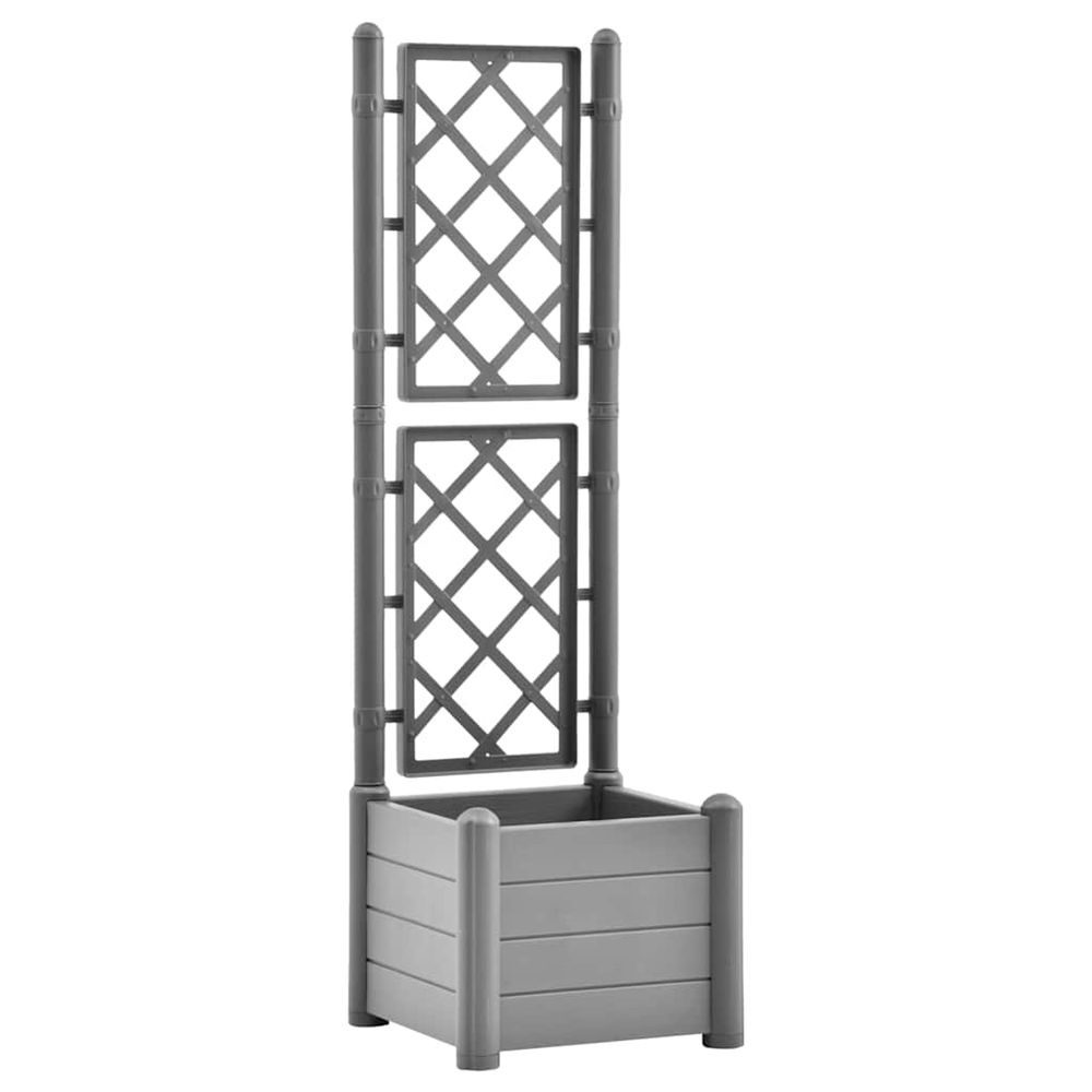 Jardinière d'extérieur avec treillis 43x43x142 cm pp gris pierre