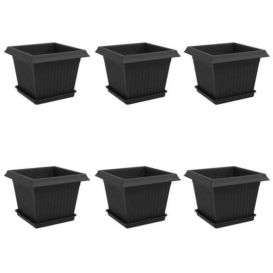 Pots de plantes 6 pc noir plastique