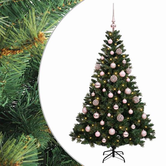 Arbre de noël artificiel avec boule 120 cm 150 led blanc chaud