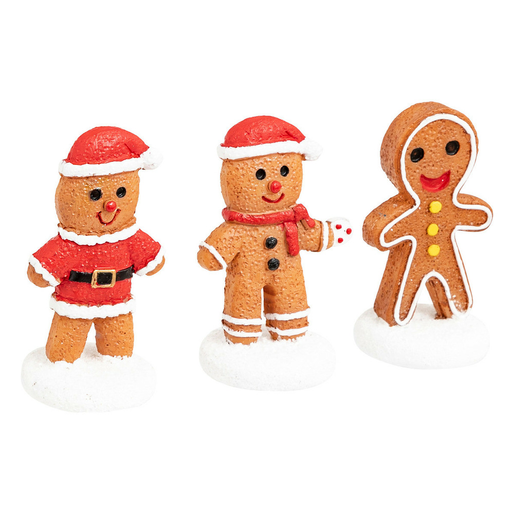 Accessoire pour village de noël set de 3 figurines pain d'épice