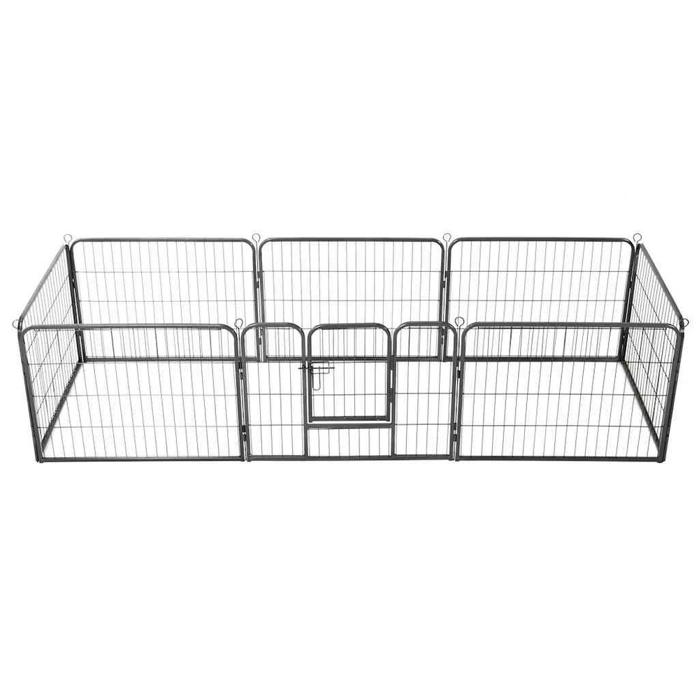 Enclos parc chien 8 panneaux acier modulable pour intérieur extérieur noir 80x60cm