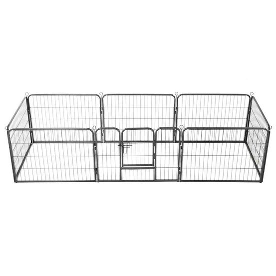 Enclos parc chien 8 panneaux acier modulable pour intérieur extérieur noir 80x60cm