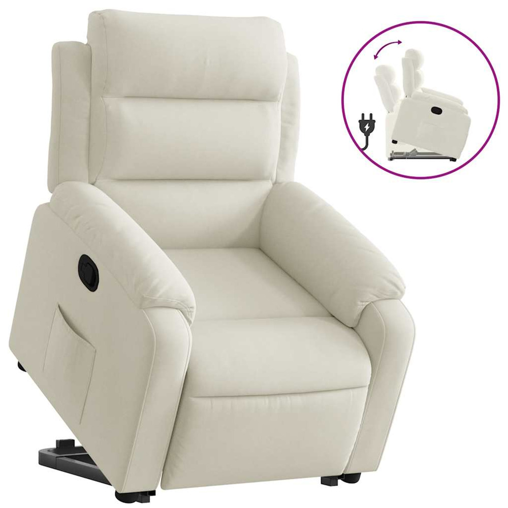 Fauteuil inclinable crème velours