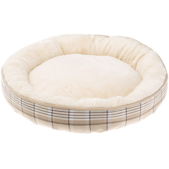 Ferplast couchage rond pour chiens et chats lagoon 60, coussin pour animaux, fourrure douce et écologique, lavable, ø 63 x 11 cm,