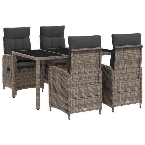 Ensemble de repas extérieur 5 pc gris clair et gris foncé
