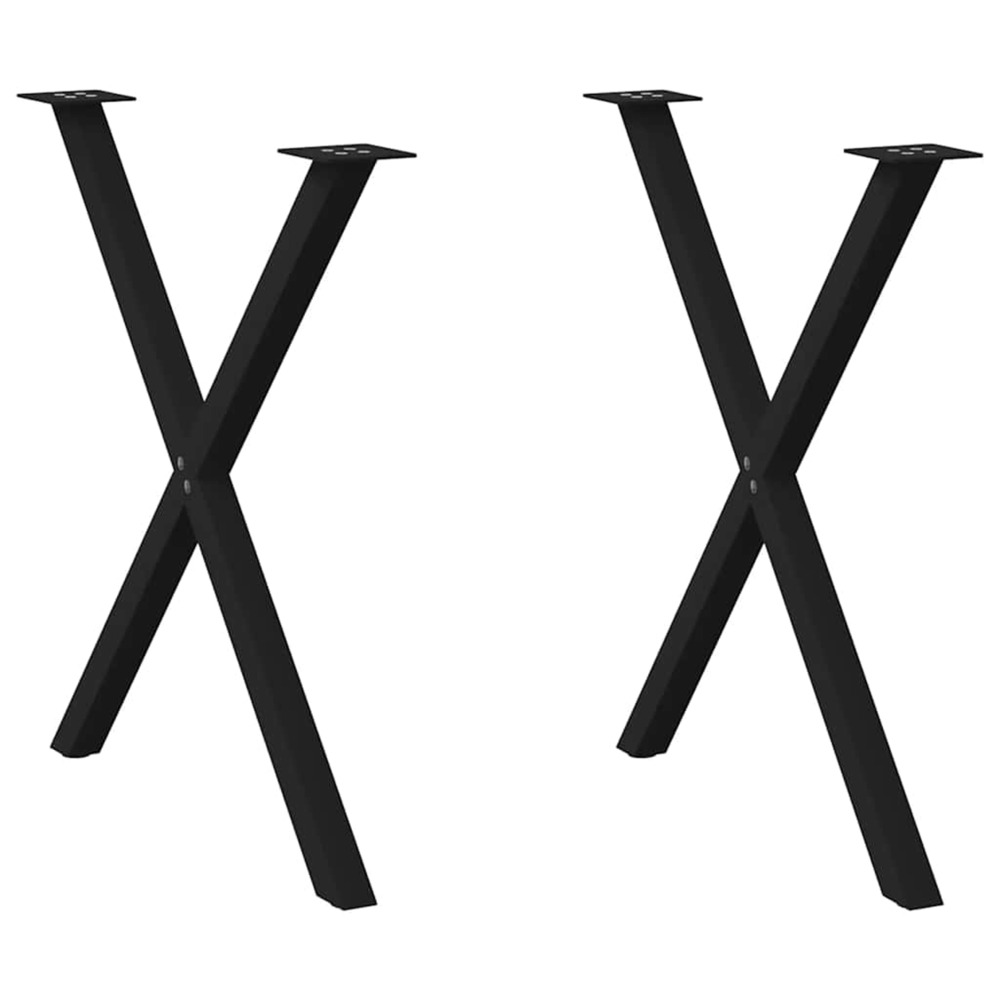 Pieds de table à manger en forme de x, 2 pièces, noir, 80 x (72-73) cm, acier