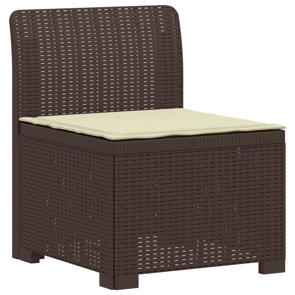 Canapé de jardin 1 place avec coussin look rotin pp marron