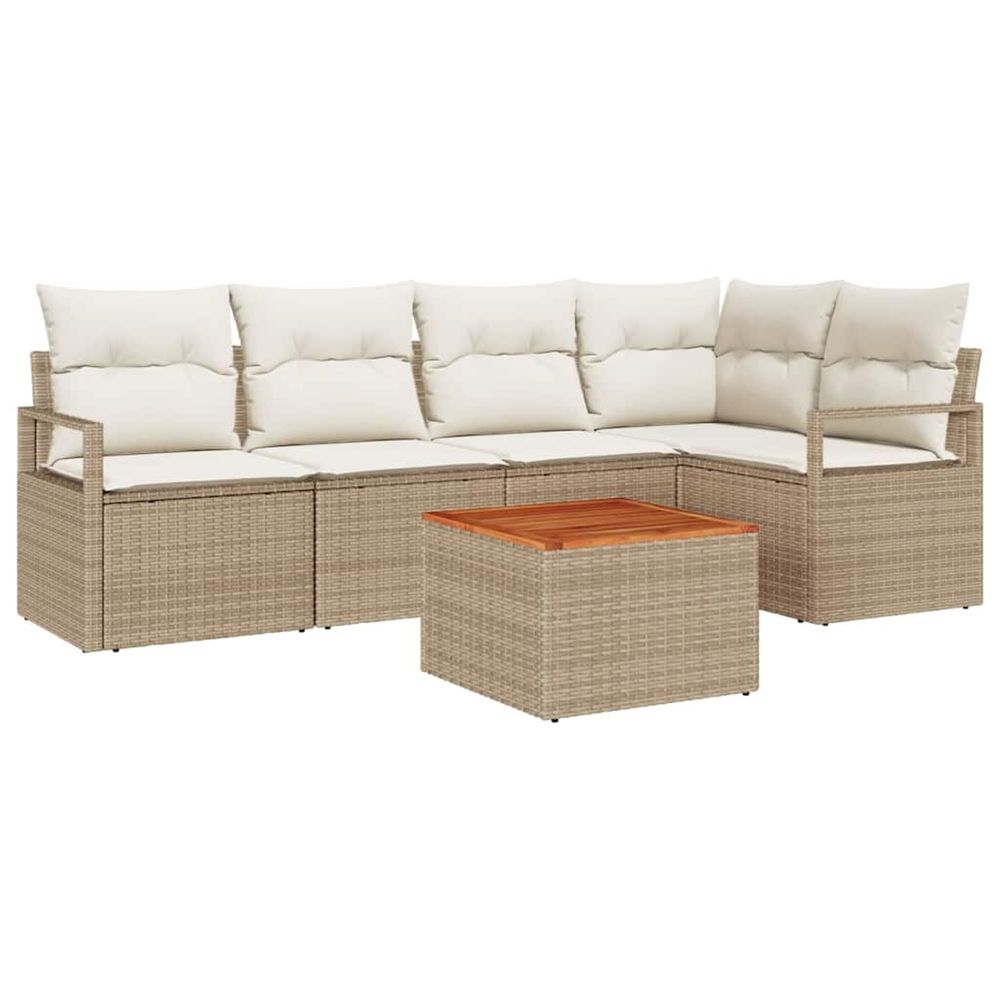 Ensemble de canapé de jardin 6 pc beige polyrotin