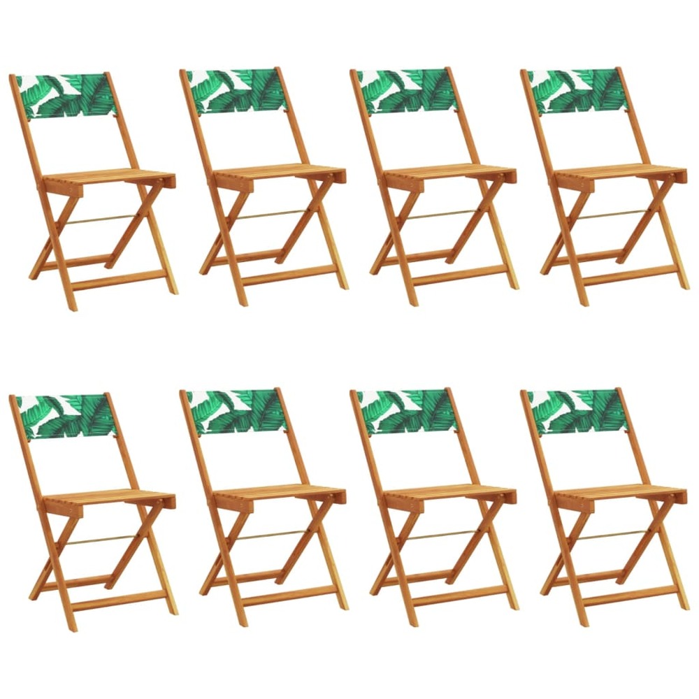 Chaises de jardin pliantes lot de 8 vert tissu et bois massif