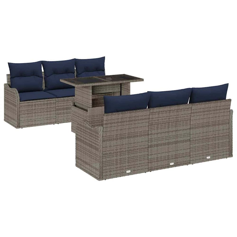 Ensemble de canapé de jardin 7 pc gris polyrotin