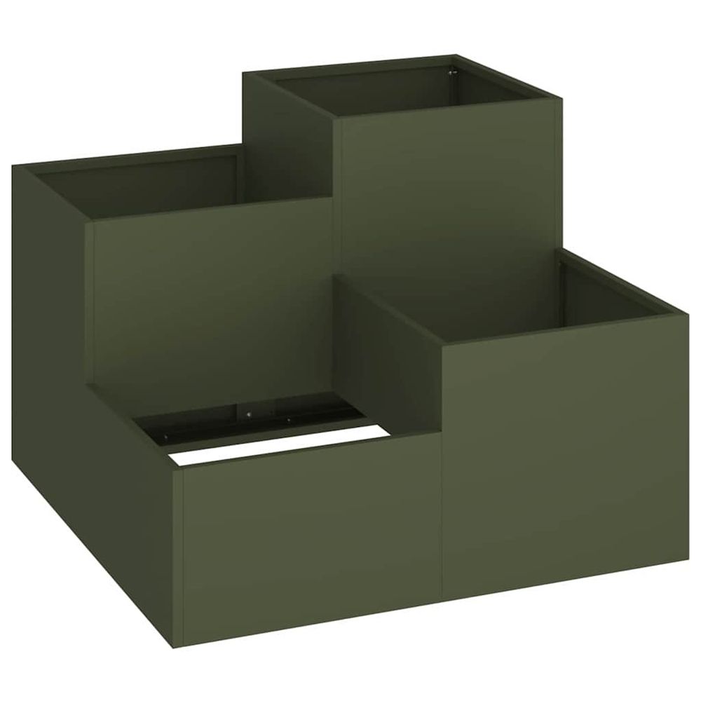 Cache-pot de jardin vert olive 80 x 80 x 60 cm acier