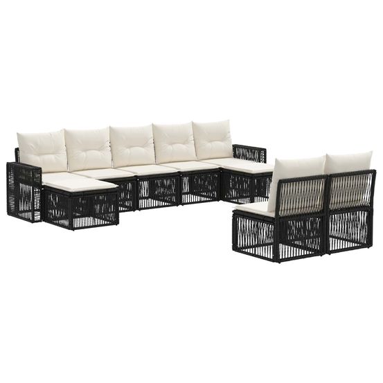 Ensemble de canapé de jardin 9 pc noir et blanc crème polyrotin