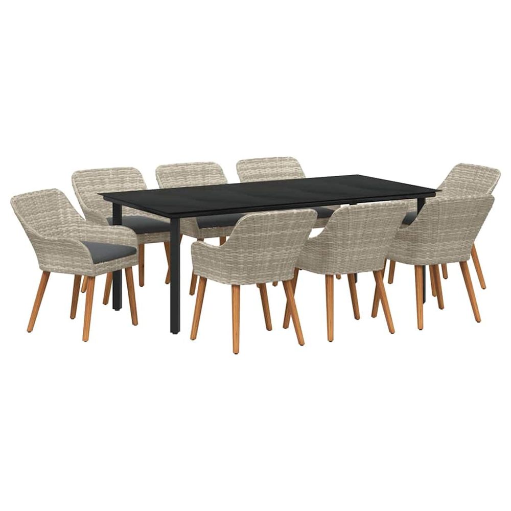 Ensemble de salle à manger pour jardin 9 pc gris clair