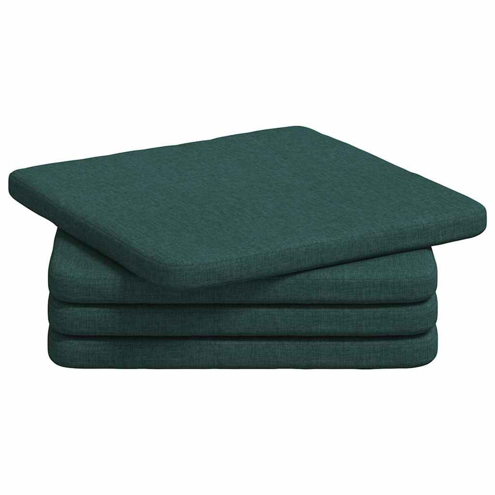 Coussins de siège 4 pcs vert foncé 40 x 40 x 3 cm tissu