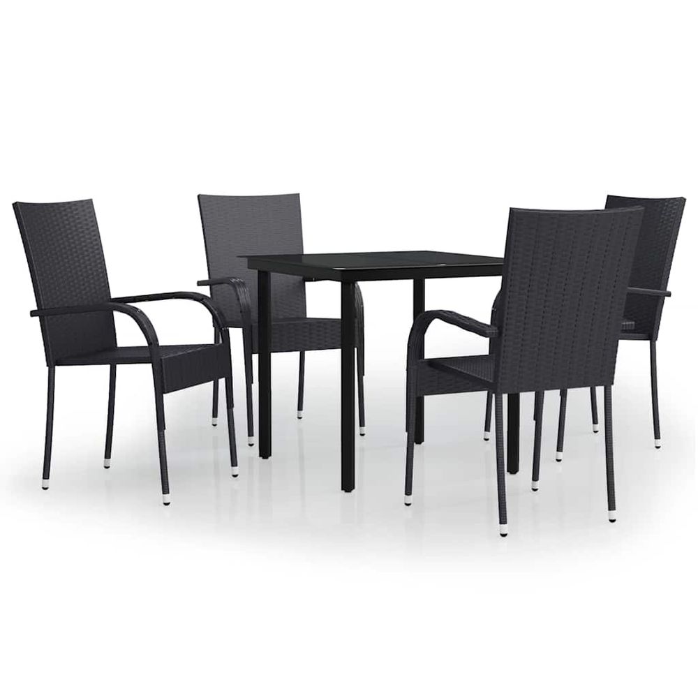 Ensemble à manger de jardin 5 pcs noir