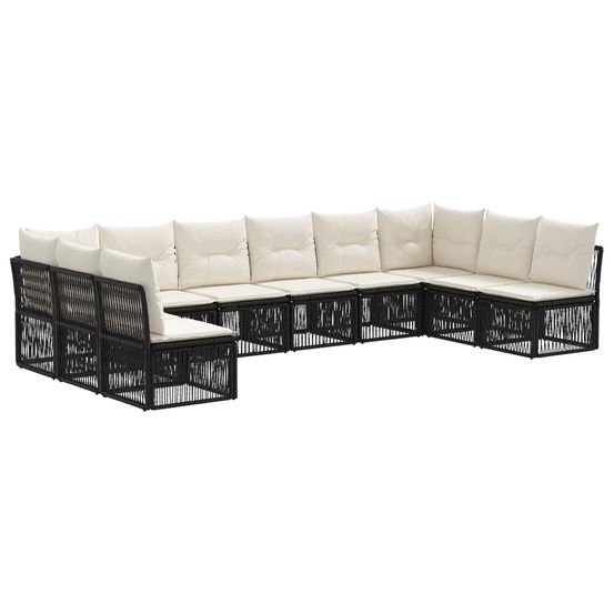 Ensemble de canapé de jardin 10 pc noir polyrotin