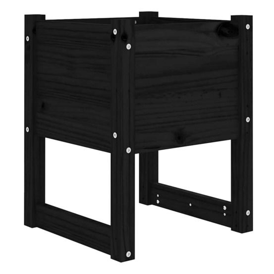 Jardinière d'extérieur noir 40x40x52,5 cm bois massif de pin