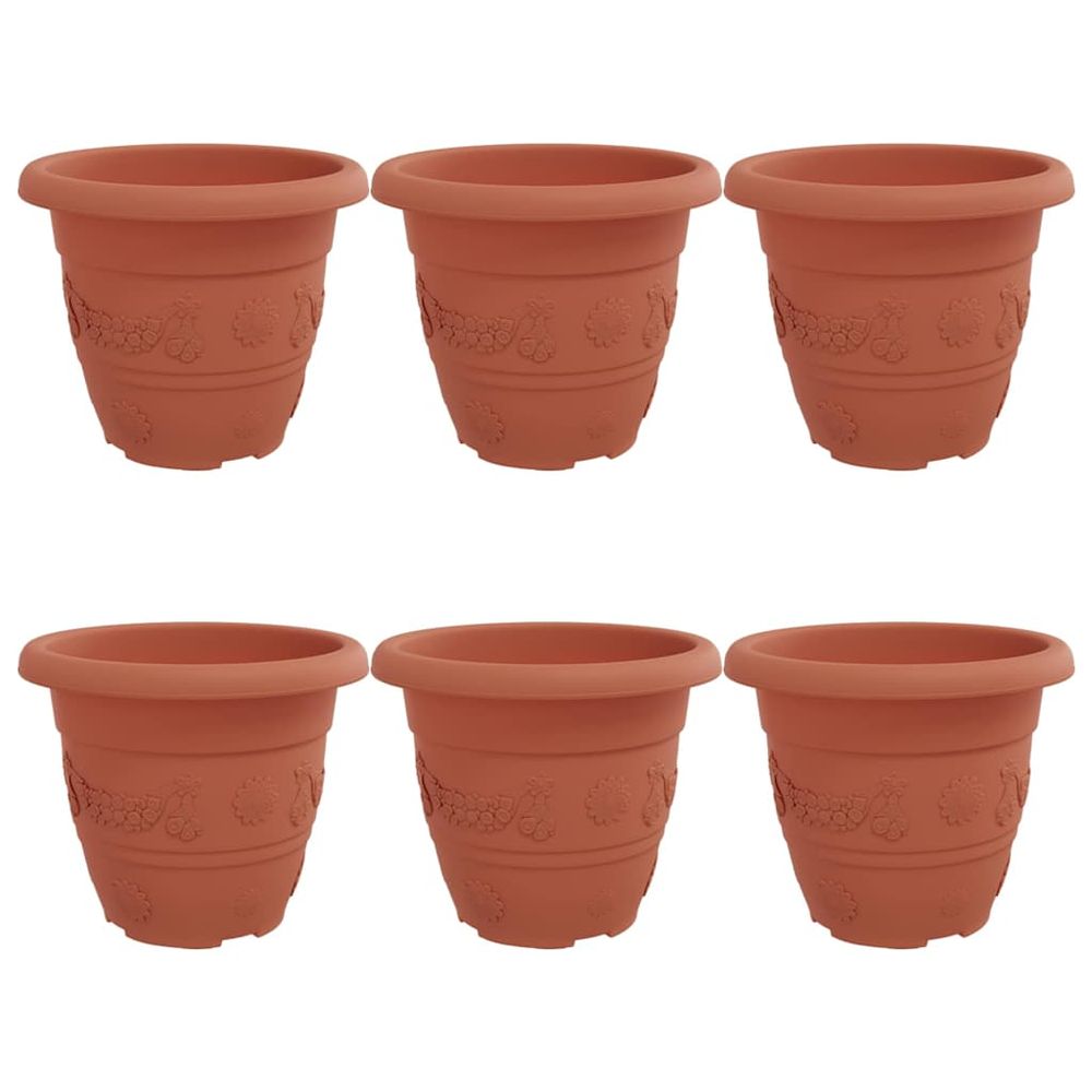 Pot à fleurs rond 6 pc rouge brique ø 22 x 18 cm plastique