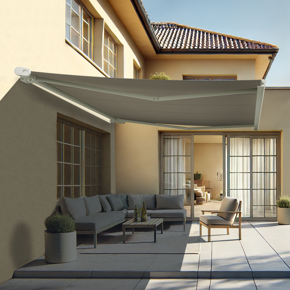 Store banne coffre yukon (manuelle - écru - blanc - 4,20 x 3,00m)