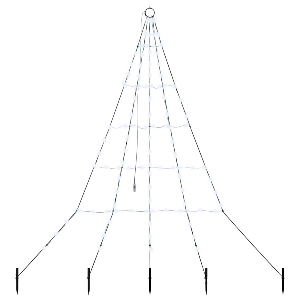 Arbre de noël led avec piquets au sol blanc froid 182 cm métal