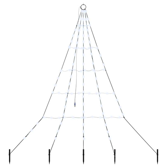 Arbre de noël led avec piquets au sol blanc froid 182 cm métal