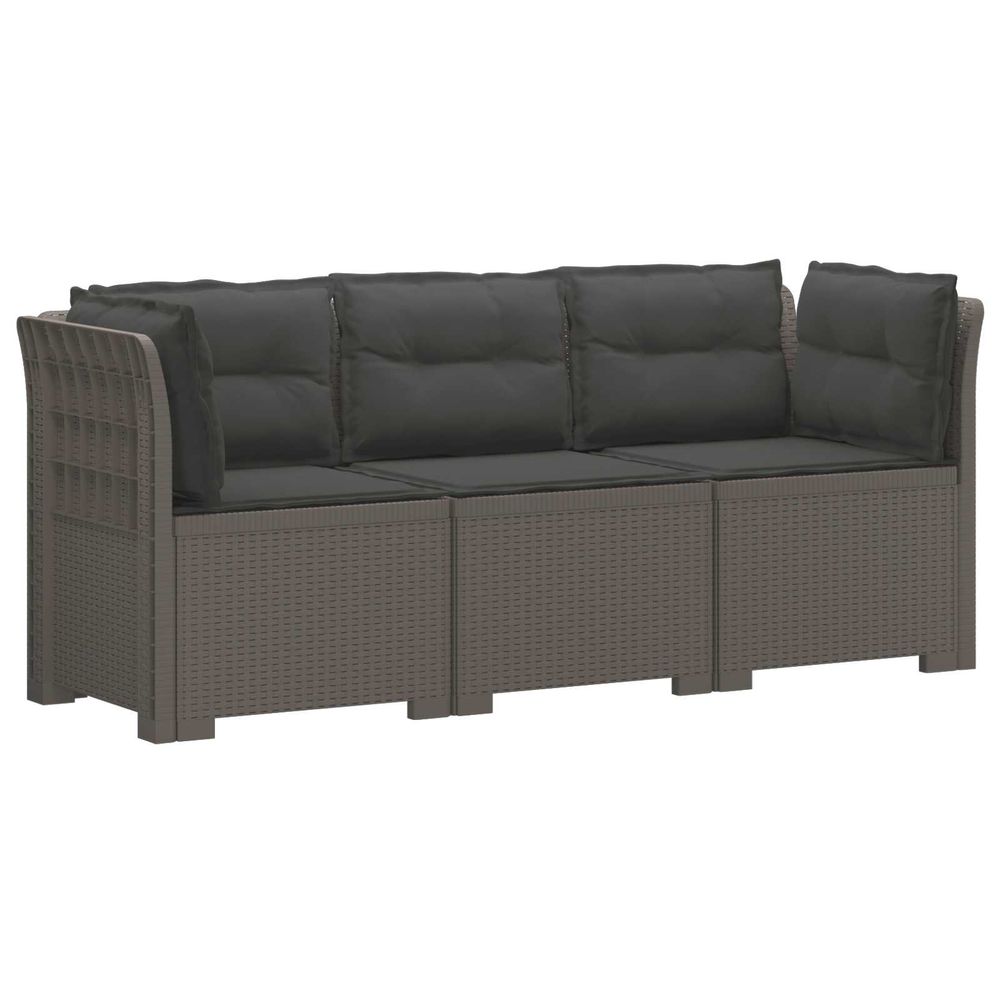 Canapé de jardin 3 places avec coussins look rattan pp