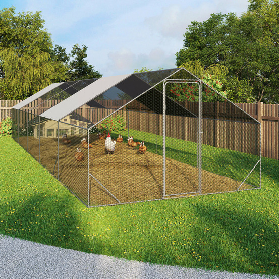 Enclos poulailler 30m² parc grillagé 10 x 3 m acier galvanisé