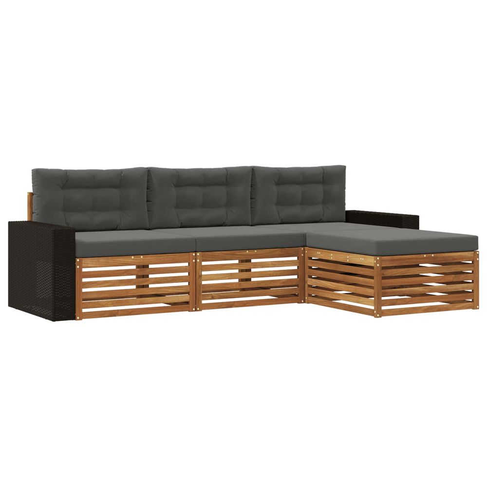Ensemble de canapés d'extérieur 4 pc naturel et anthracite