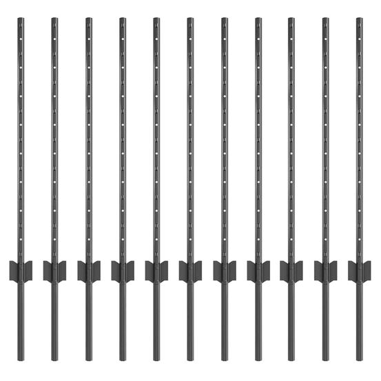 Poteau de clôture enchâssé 11 pièces gris 120 cm