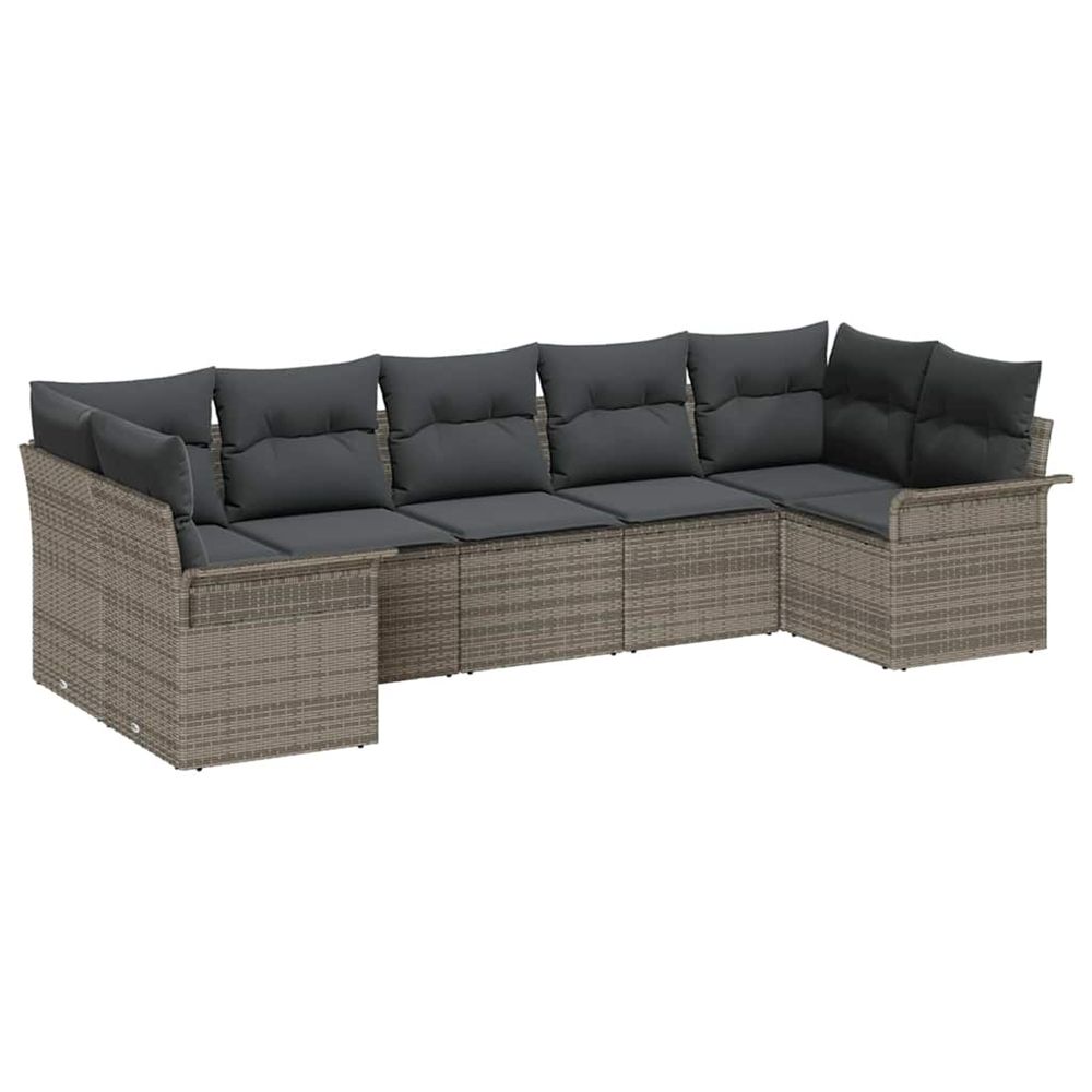 Ensemble de canapé de jardin 7 pc gris poly rotin