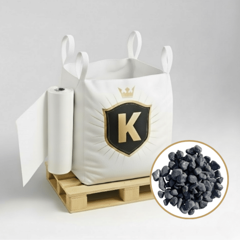 Kit galets gris foncé + géotextile = 1 big bag galet gris foncé 25/40 1.5t [environ 20m2 sur 5cm d'épaisseur] + 1 géotextile 25m2