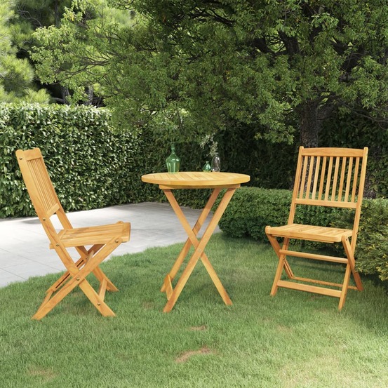 Ensemble à manger de jardin pliable 3 pcs bois d'acacia solide
