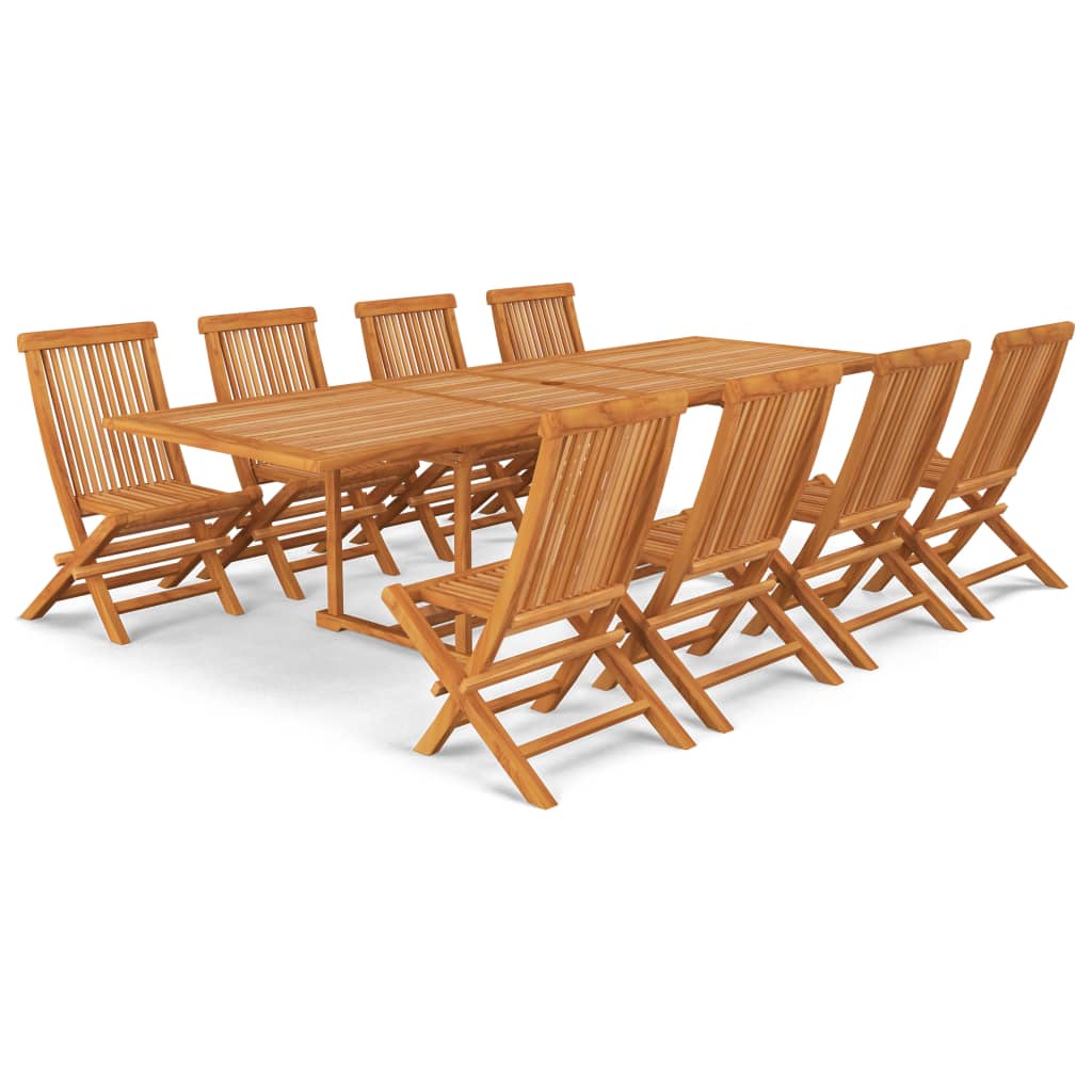 Salon de jardin meuble d'extérieur ensemble de mobilier 9 pièces bois de teck massif
