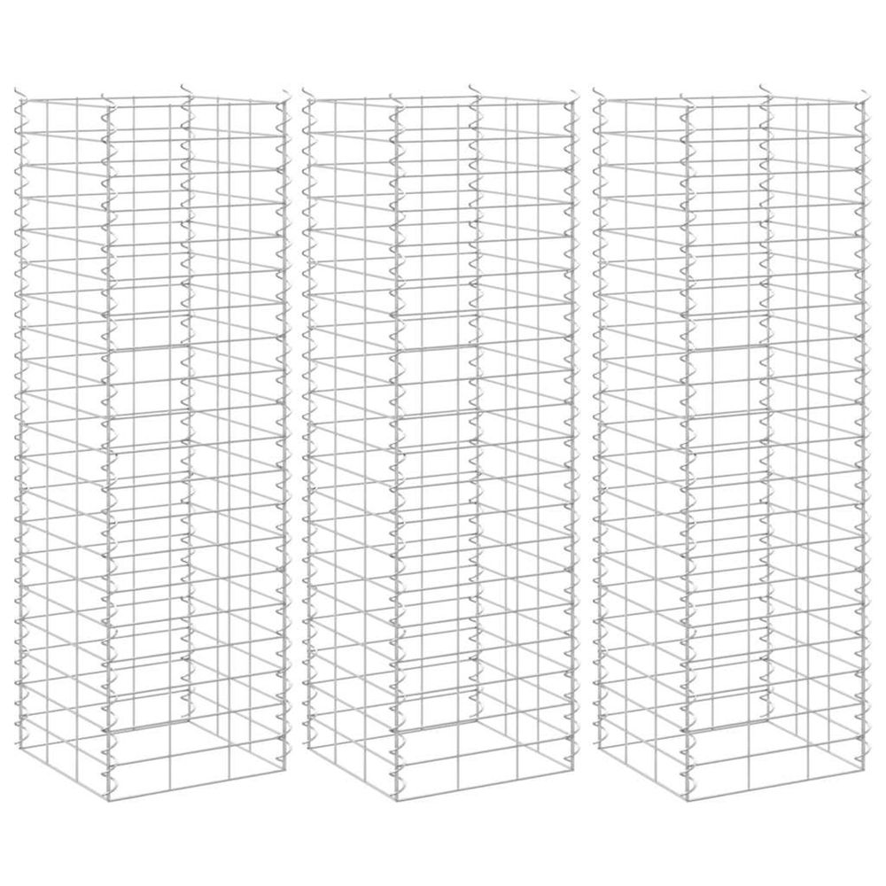 Lits surélevés en gabion 3 pcs 30x30x100 cm fer