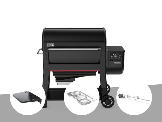 Barbecue à pellets searwood xl 600 + plan de travail + kit de fumage + rôtissoir