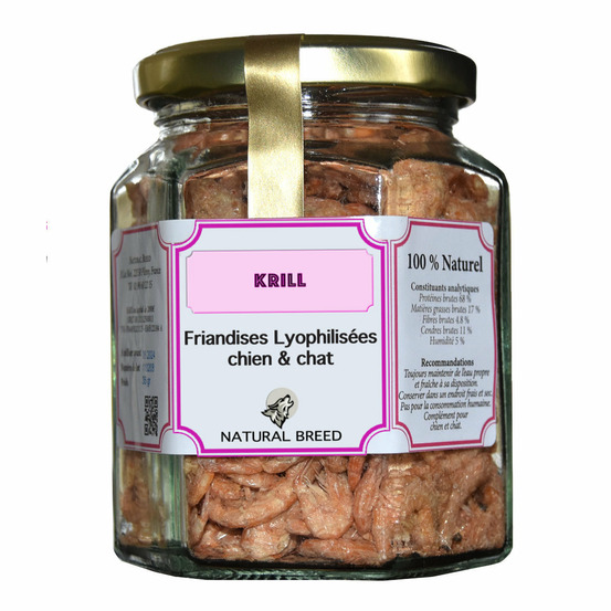 Friandises lyophilisées pour chien et chat – 100 % krill (crevettes) – snack naturel