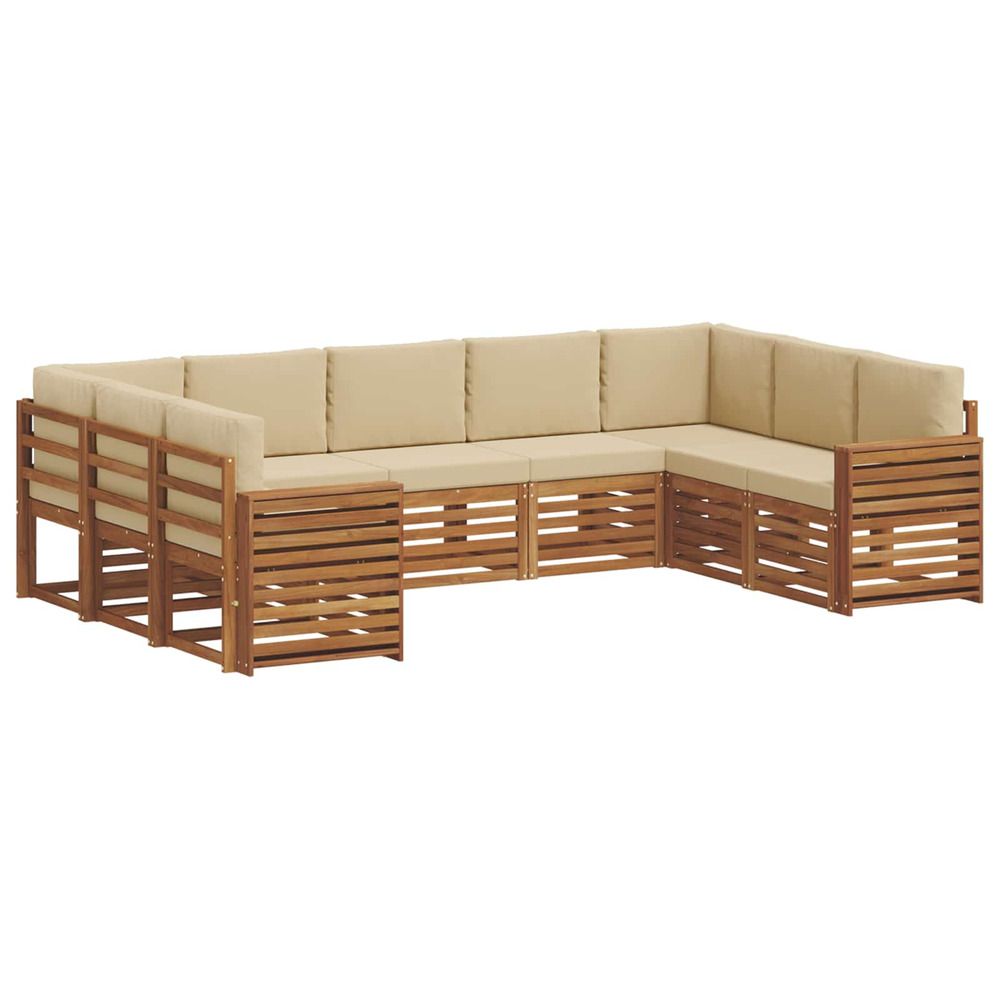 Ensemble de canapés d'extérieur 9 pc naturel et beige