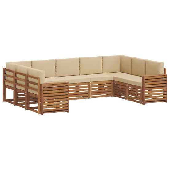 Ensemble de canapés d'extérieur 9 pc naturel et beige