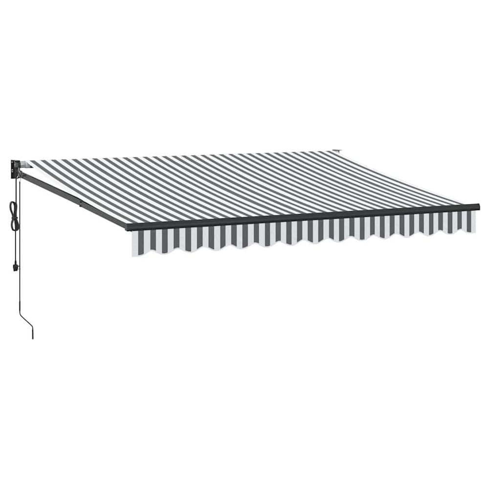 Auvent rétractable anthracite et blanc 3,5x2,5m tissu/aluminium