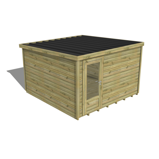 Abri de jardin bois pin traité autoclave 27mm - essentiel - 3,44x3,44m / 12m2 - bac acier - plancher bois