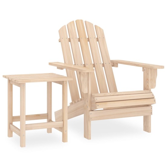 Chaise de jardin adirondack avec table bois de sapin massif
