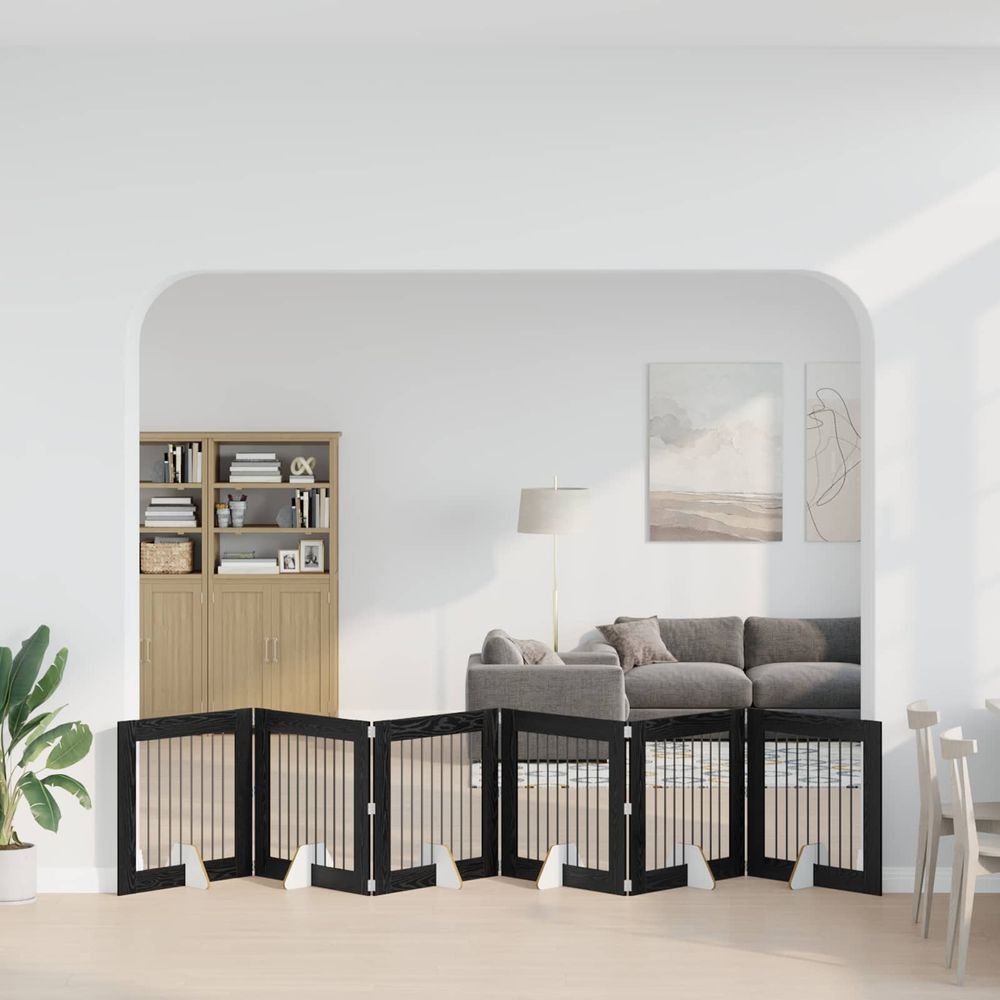 Barrière animaux modulable intérieur pliable 482cm chêne noir